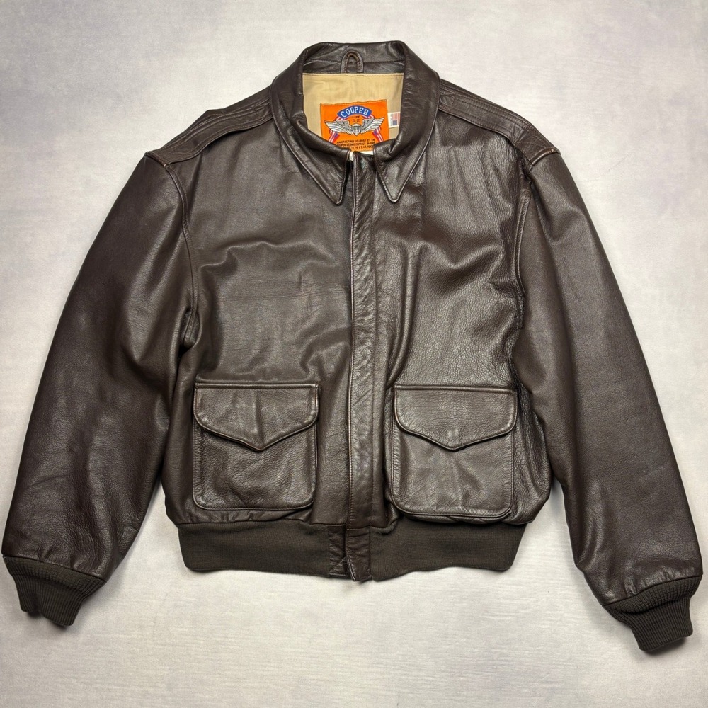 Cooper Type A-2 Flight Jacket Brown Goatskin Leather WWII 50th Anniversary 46R